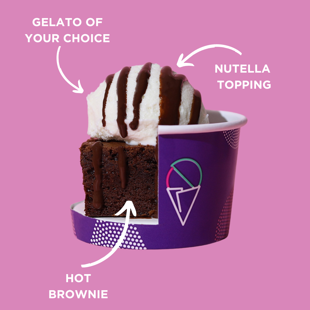 Hot Brownie With Gelato - Augustus Gelatery