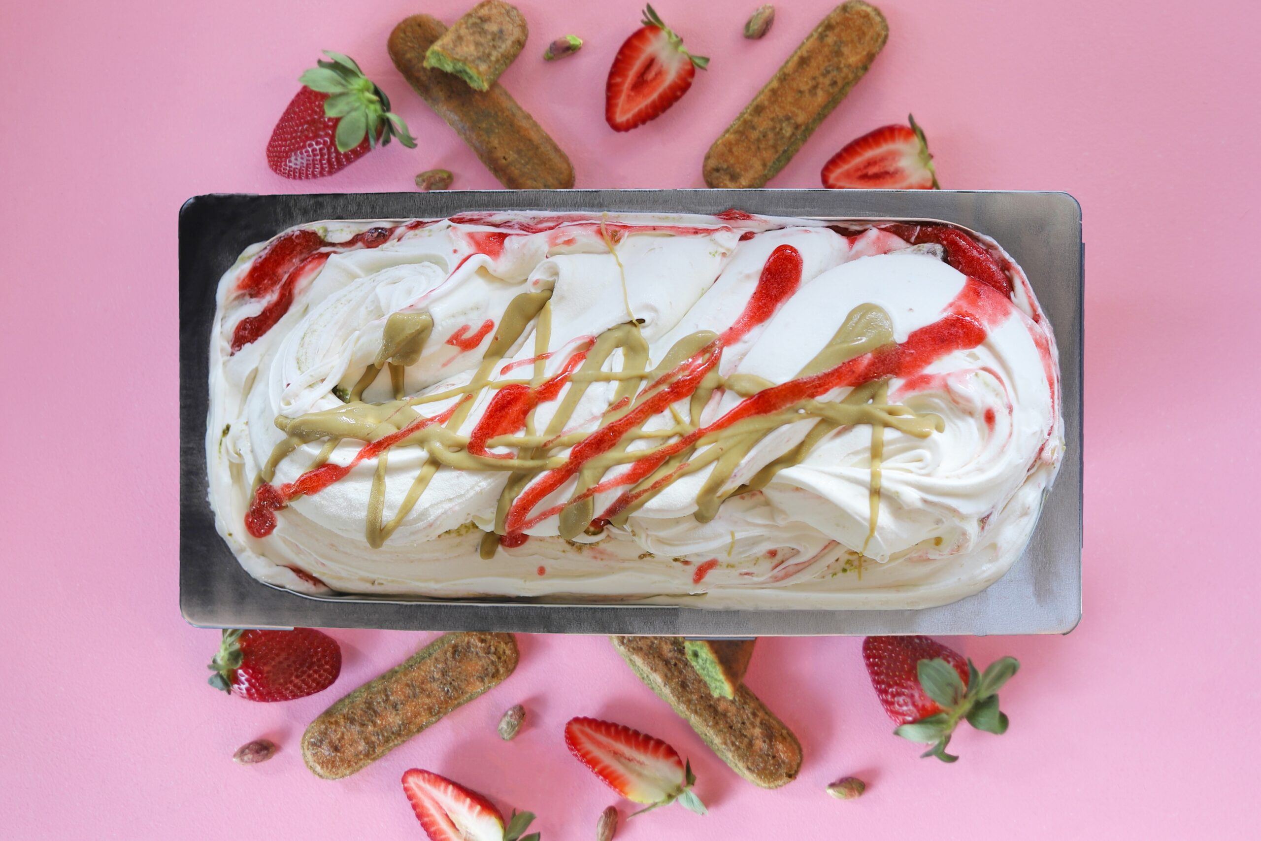 Special – Pistachio, Strawberry & Matcha Tiramisu   Gelato