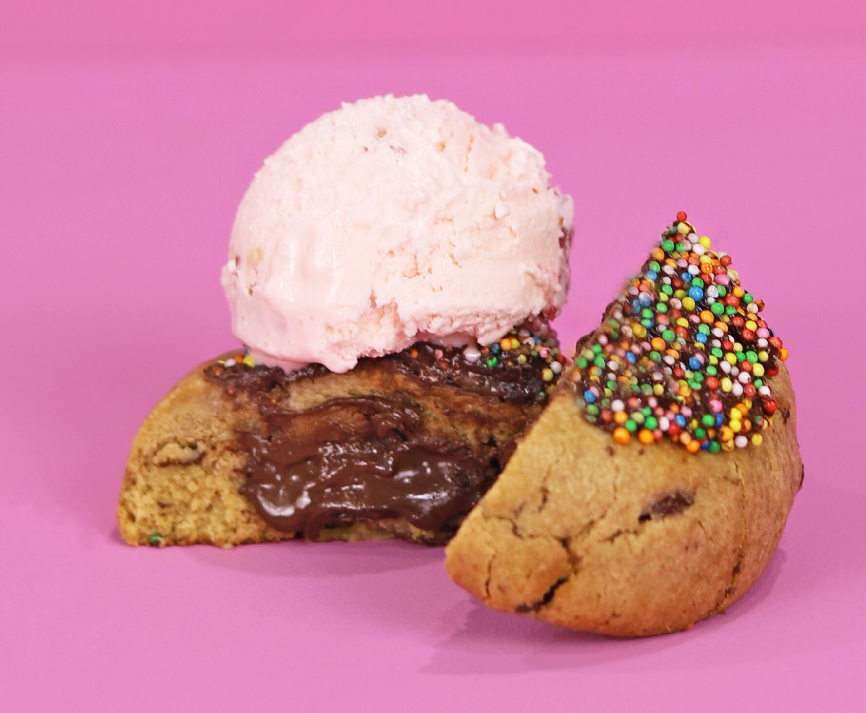 Sprinkles & Choc Chip Loaded Cookie With Gelato
